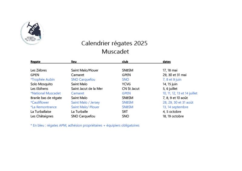 Calendrier 2025